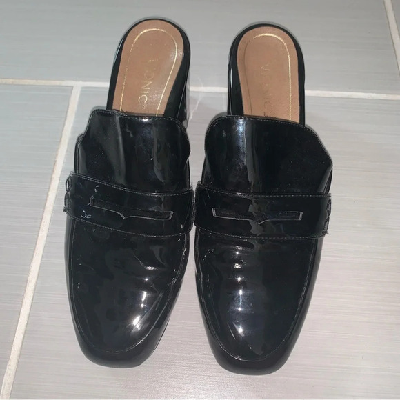 Vionic Annabel Patent Leather Open Back Loafer Mules Black 8 - Picture 8 of 10